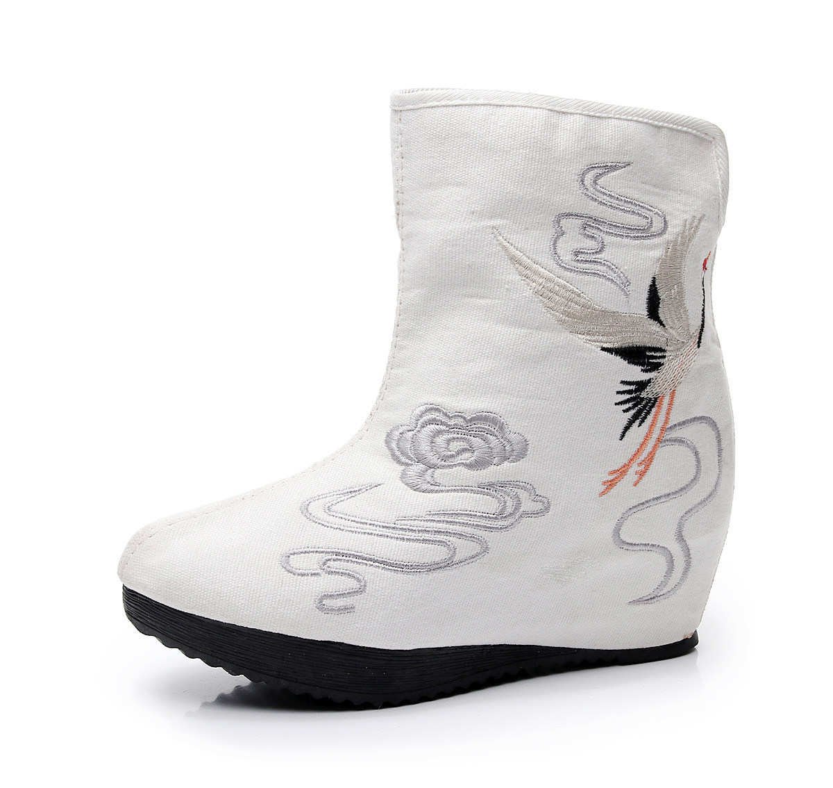 AUTUMN NATIONAL STYLE HANFU SHOES PURE WHITE COSTUME BOOTS ANKLE SHOES WOMENS BOOTS OLD BEIJING CLOTH SHOES EMBROIDERED SHOES