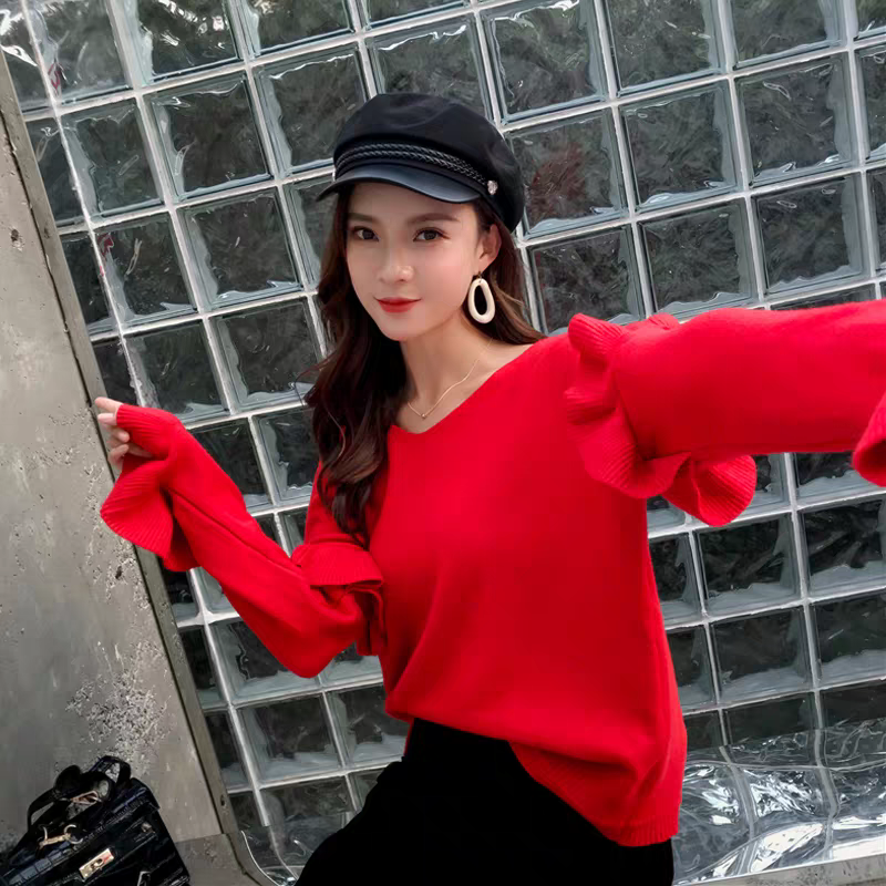 毛衣女宽松套头韩版学生2023秋装新款外套原宿风慵懒秋冬针织衫女