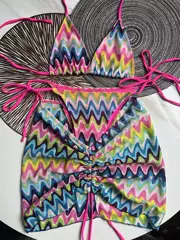 Sexy Bikini Swimsuit Push-Up Women's Three-Point Hot Spring European and American Swimsuit Lace Seaside Skirt Three-Piece Set