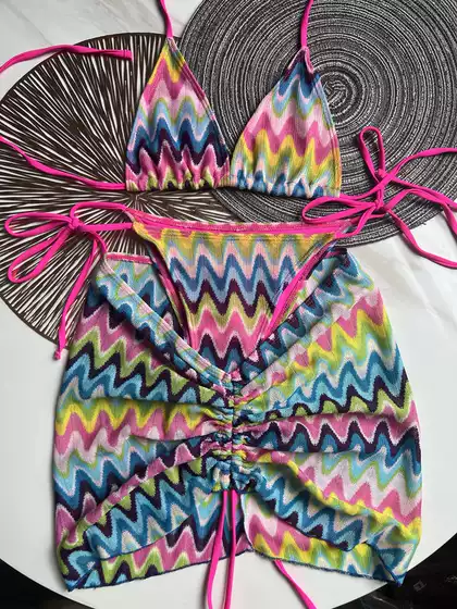 Sexy Bikini Swimsuit Push-Up Women's Three-Point Hot Spring European and American Swimsuit Lace Seaside Skirt Three-Piece Set