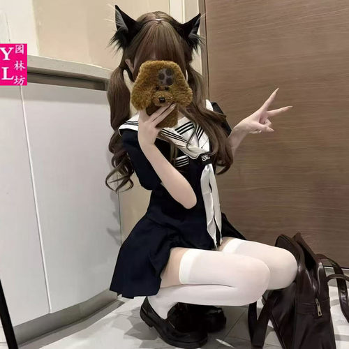 夏季日系JK水手服百褶裙套装