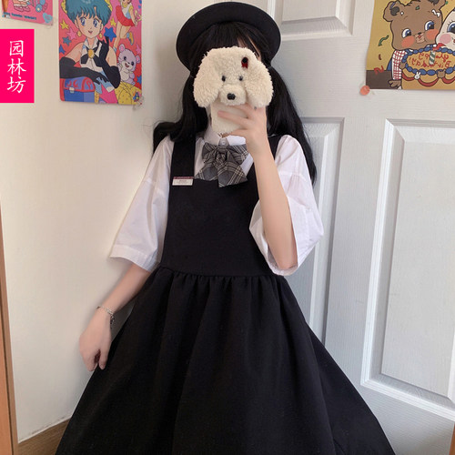 JK学院风夏季小个子背带裙套装