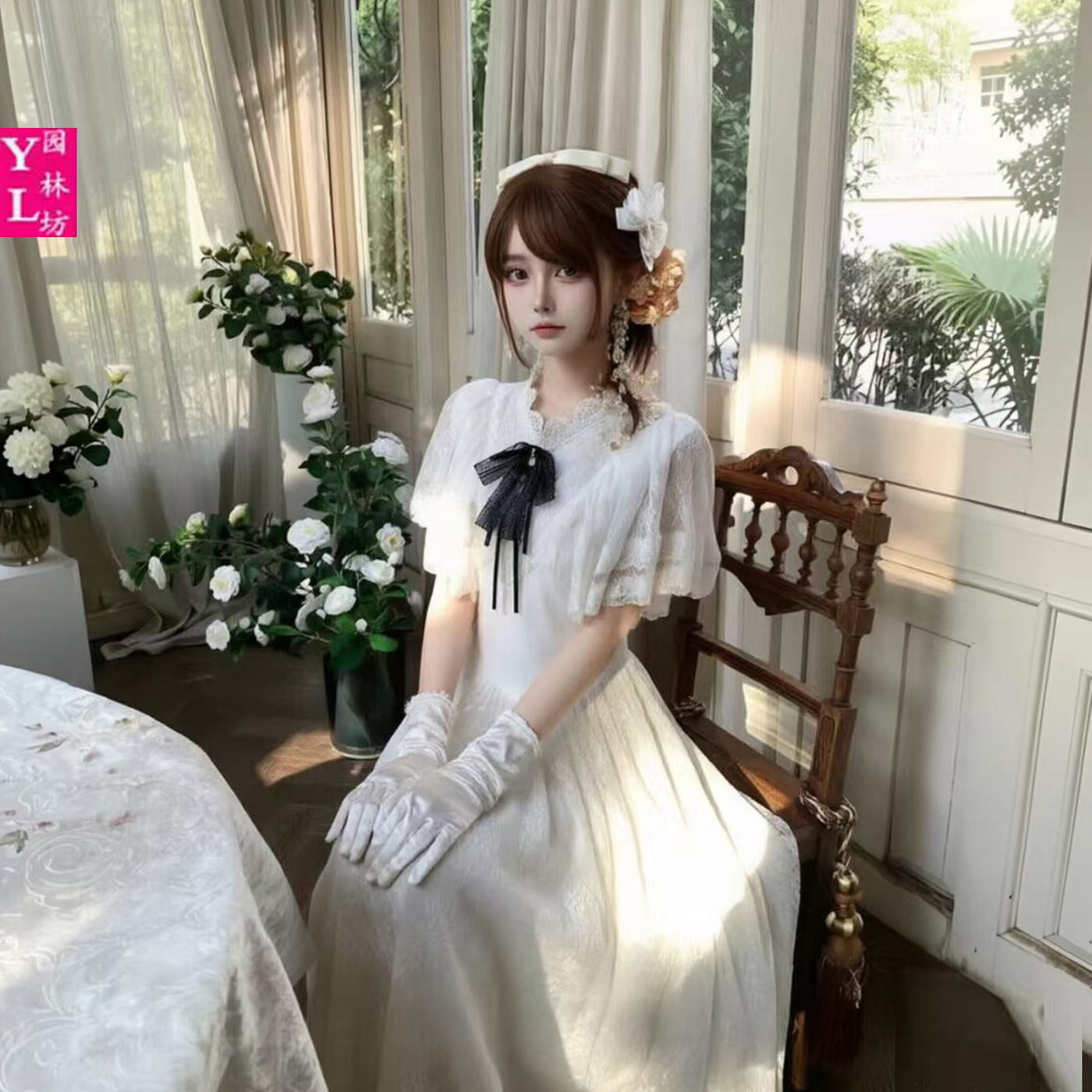 高级感在逃公主短袖学生女夏季超仙蕾丝花边连衣裙长裙洛丽塔lo裙