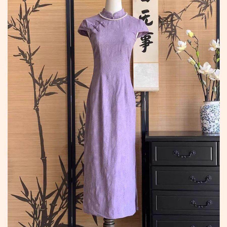 长款高级风新气质美感中提花绝民国旗袍连衣裙少女中式改良版复古