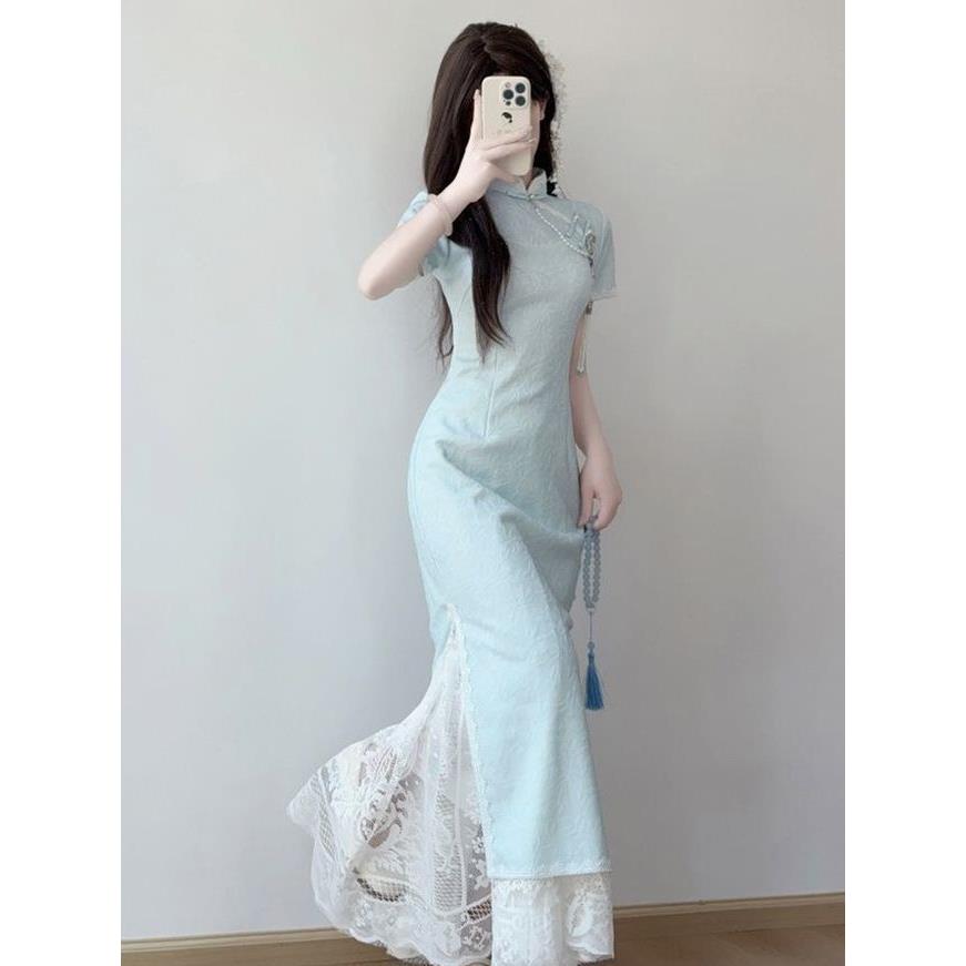 送女改良版新款淡雅旗袍中式连衣裙国风日常婚礼服考订旗袍裙复古