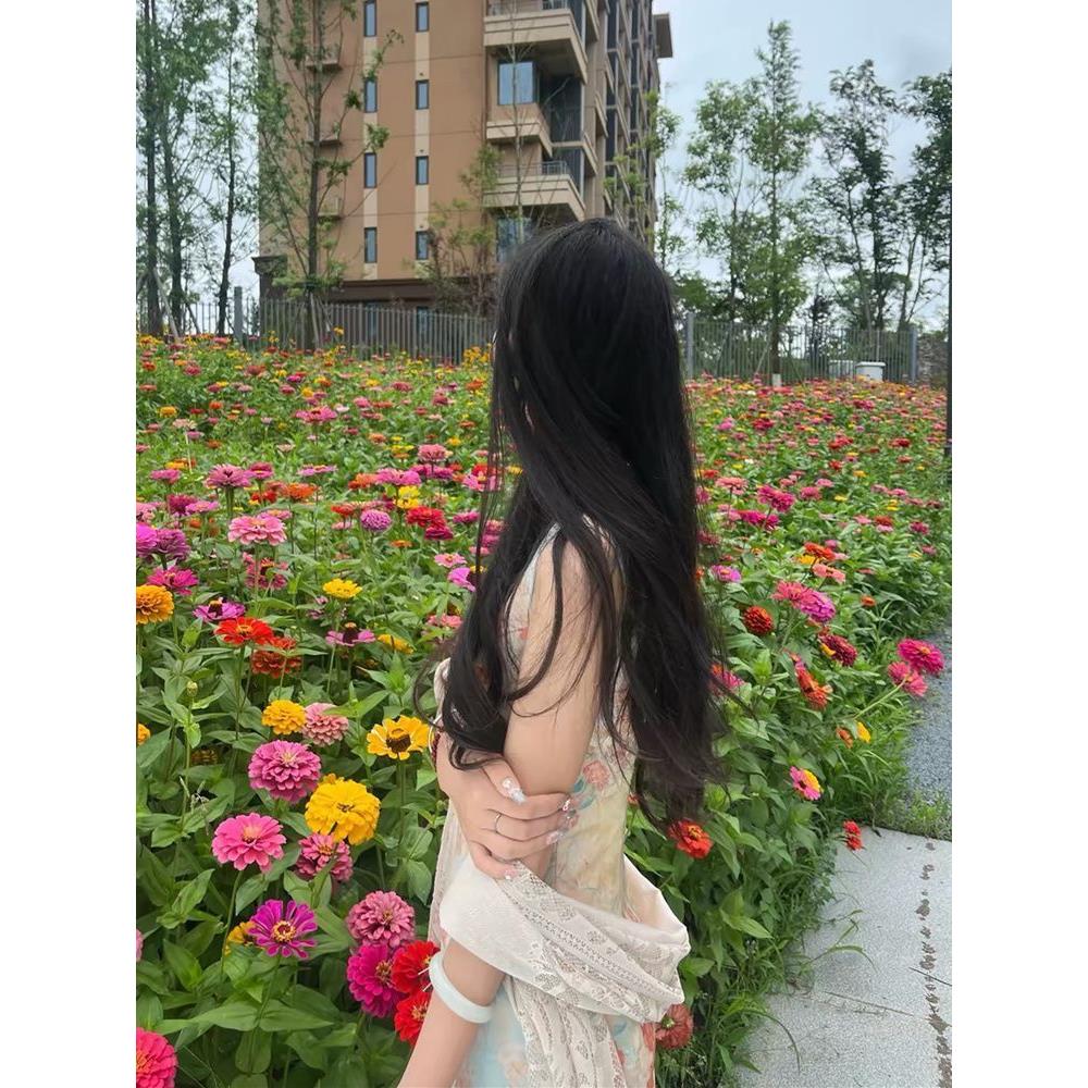 印花绝美改良中式国风无袖旗袍修身中长款花卉新显瘦连衣裙气质款