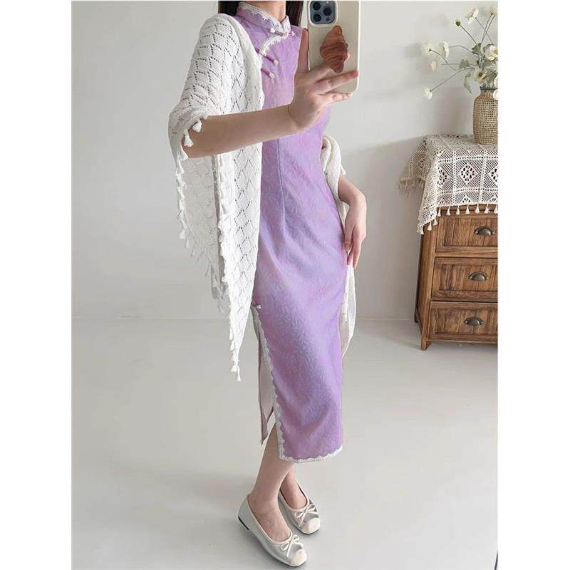 感赋紫色年轻流行小个子旗袍高级气质美女江南今年改良绝新款中式