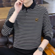 打底上衣 条纹长袖 春秋新款 男士 纯棉翻领T恤休闲商务体恤衫 POLO衫