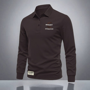 秋季 新款 美式 长袖 百搭休闲体恤衫 男士 翻领T恤刺绣宽松时尚 POLO衫