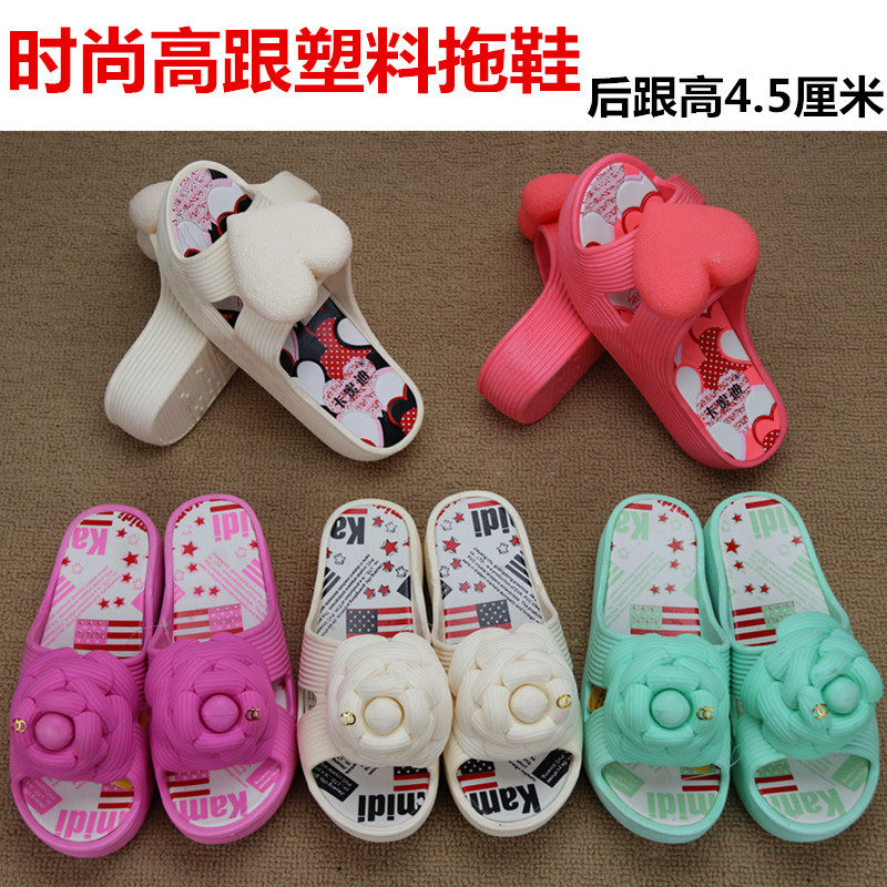 夏女高跟塑料拖鞋新款时尚居家浴室内户外穿洗澡防滑加厚底凉托鞋