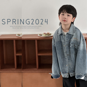 柒号童仓男童牛仔外套春秋装2024新款中大童春季洋气儿童百搭上衣