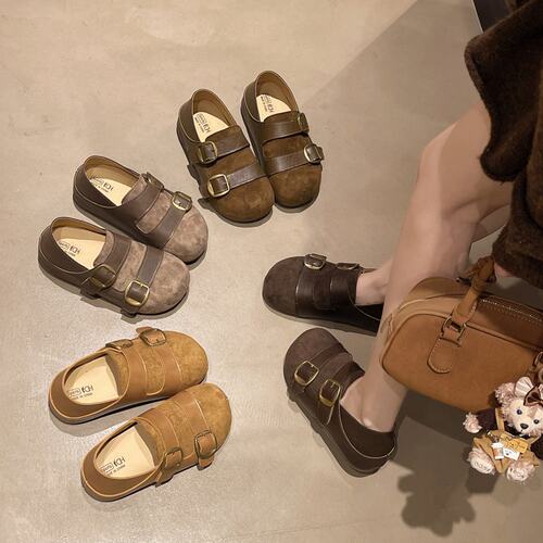 复古厚底增高勃肯鞋女秋季新款两穿一脚蹬软底百搭休闲