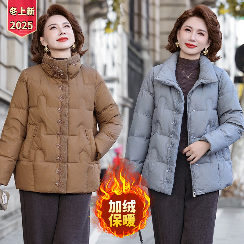 中老年女秋冬装加绒棉袄外套