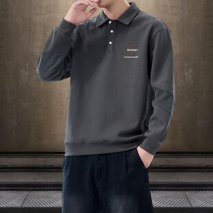 重磅POLO卫衣男春秋款男款百搭宽松大码秋季2024新款休闲上衣长袖