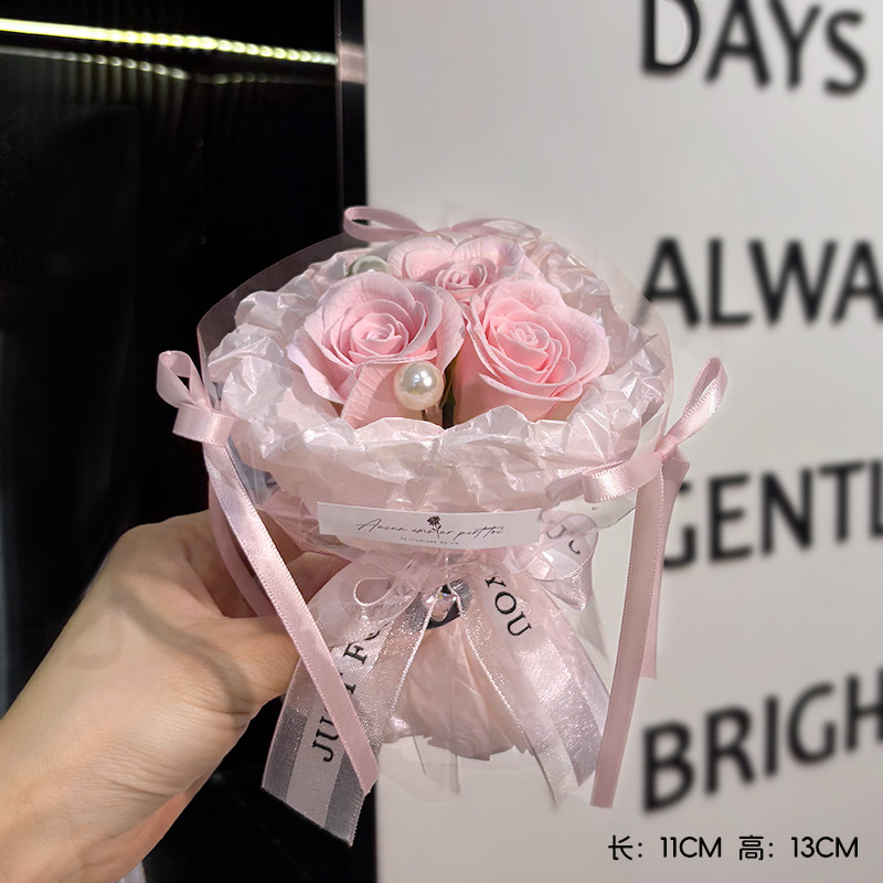 迷你可爱小花束玫瑰仿真花香皂花永生花装饰礼物伴手礼搭配送女友