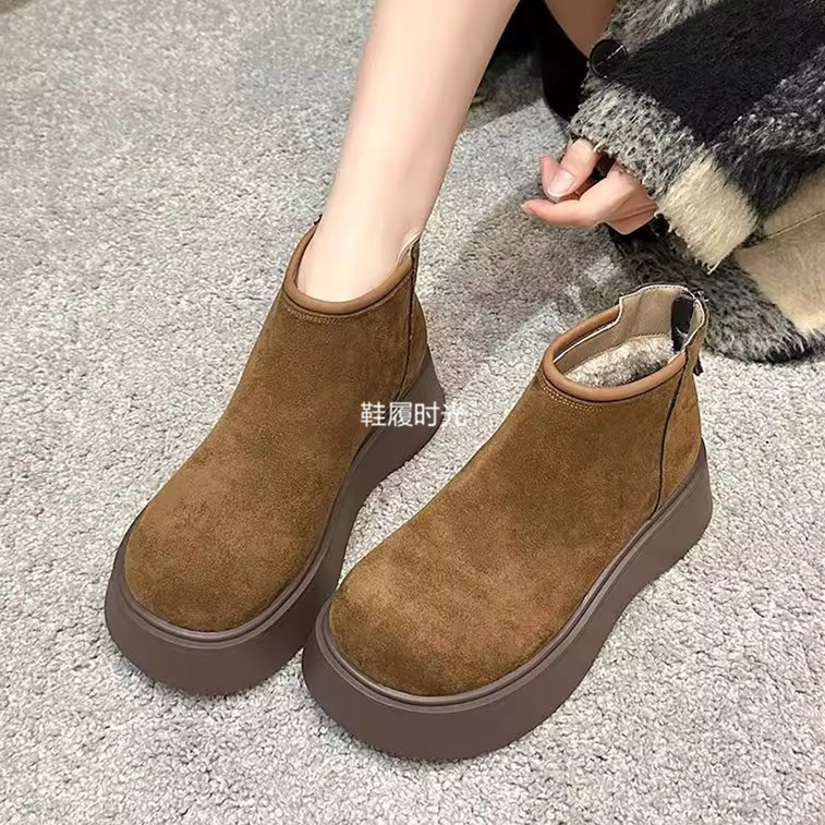 松糕厚底马丁靴女保暖棉靴