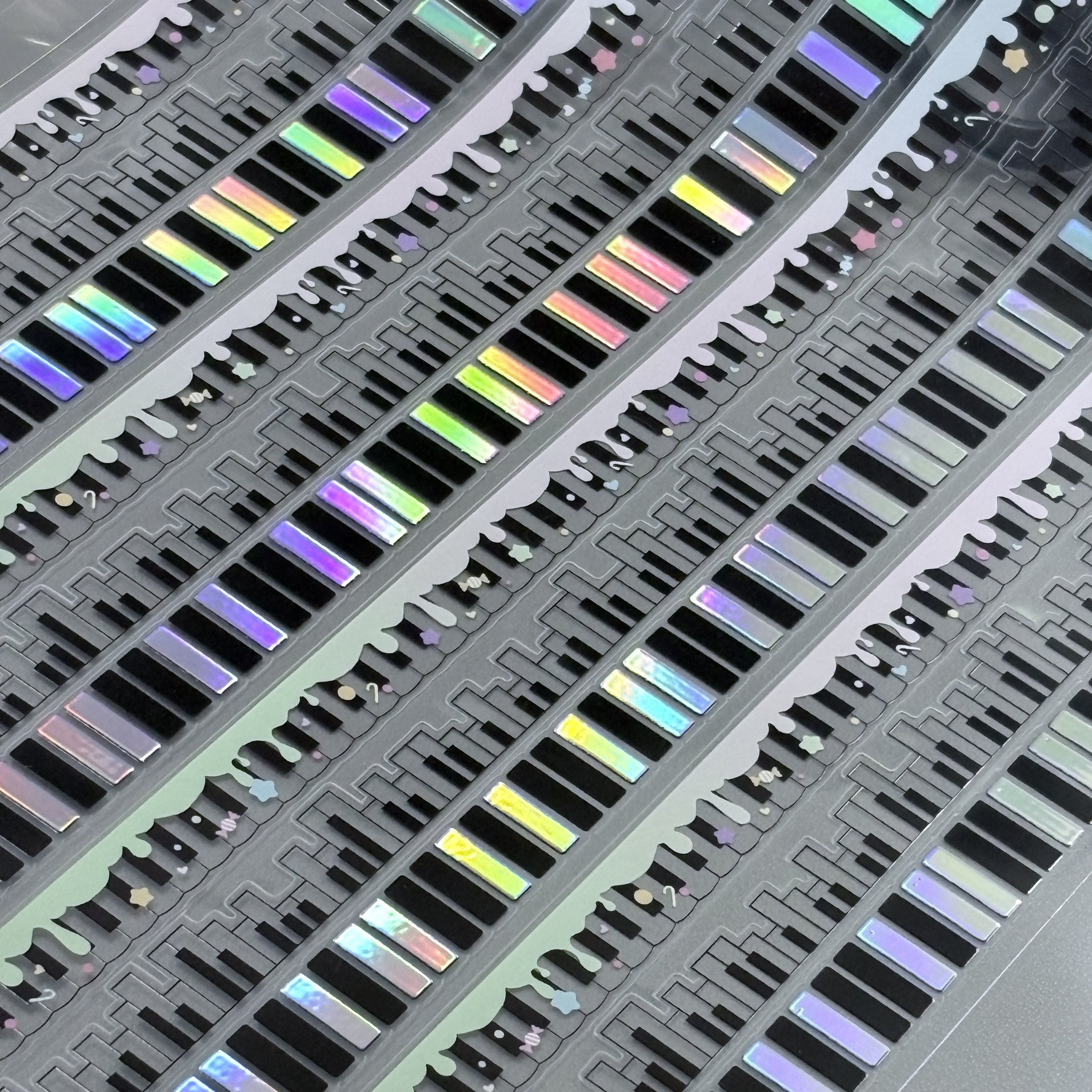 （现货）钢琴-烫银镭射猪在飞原创pet手帐素材胶带diy贴纸卷