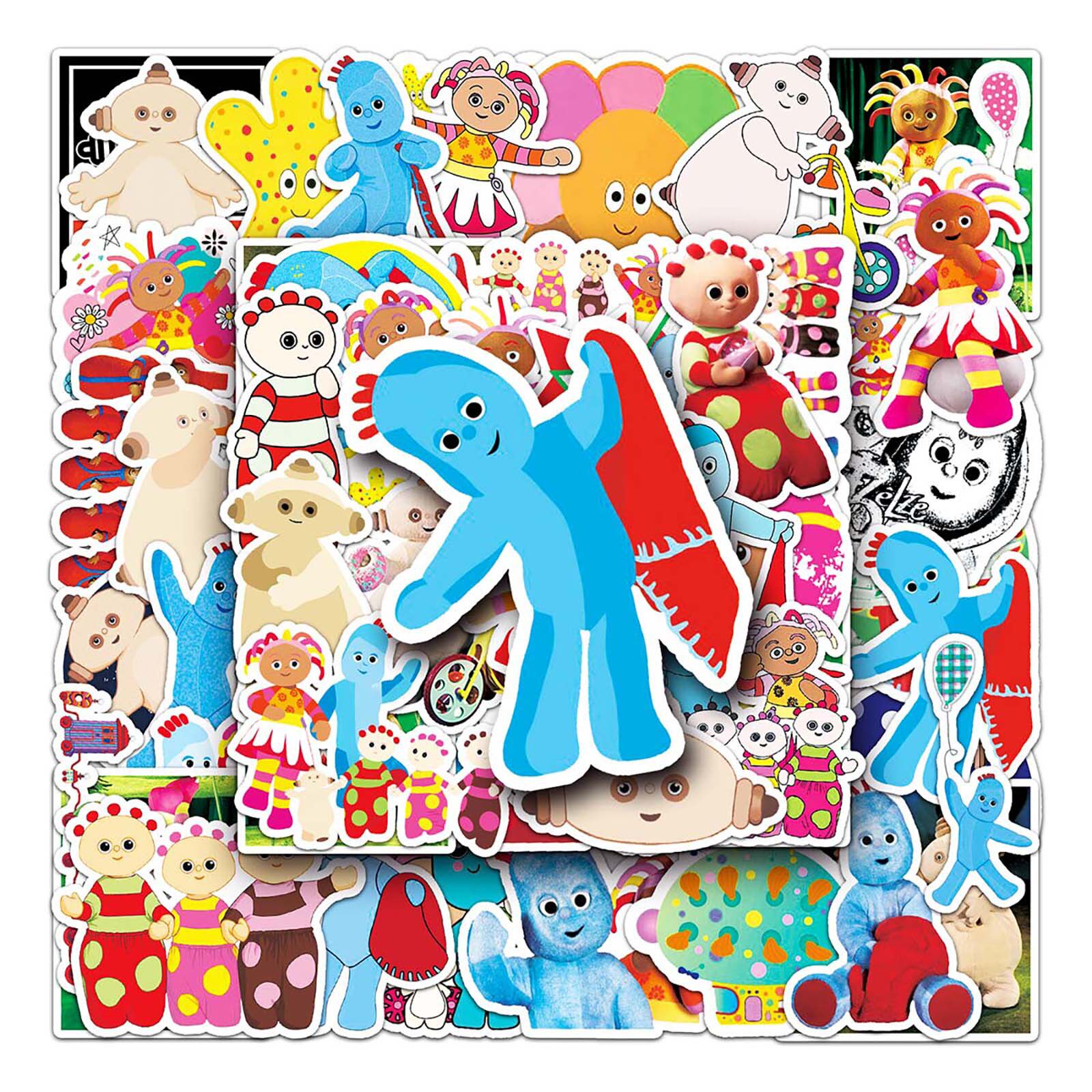50张花园宝宝儿童卡通动画涂鸦咕卡行李箱滑板车冰箱汽车diy贴纸