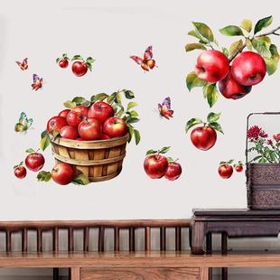 红苹果喜庆装 饰年画平安喜乐客厅玄关卧室背景墙面布置自粘墙贴画