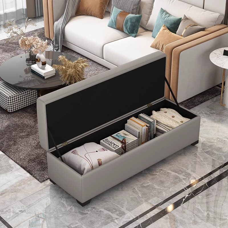 现代入户门储物换鞋凳客厅收纳凳床尾沙发储物箱家用玄关长条凳子