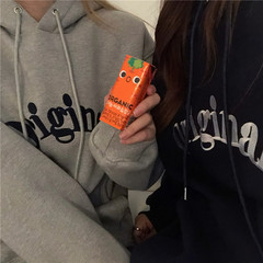 Real shot real price Plush thickened grey sweater hooded loose Korean lazy jacket