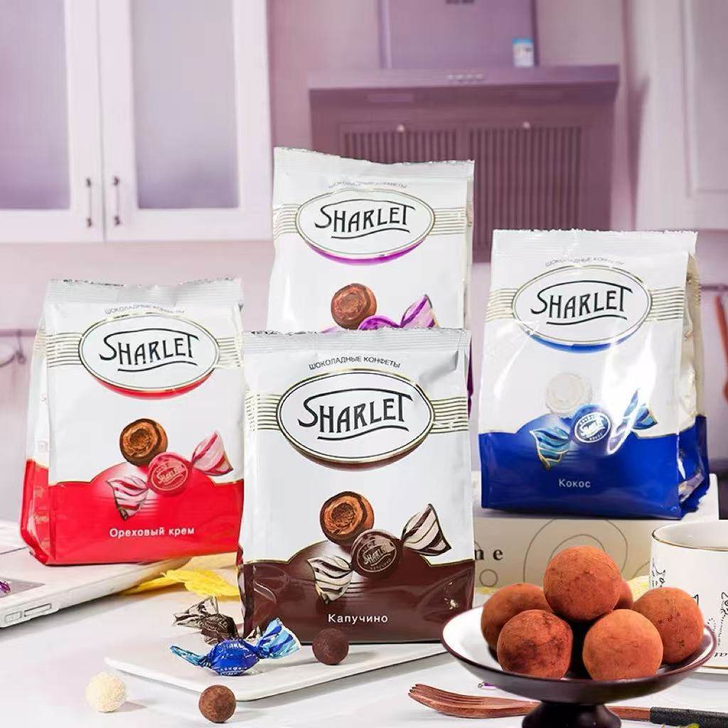 俄罗斯松露巧克力夹心糖果进口涅夫斯基牌卡布奇诺椰子味迷你糖