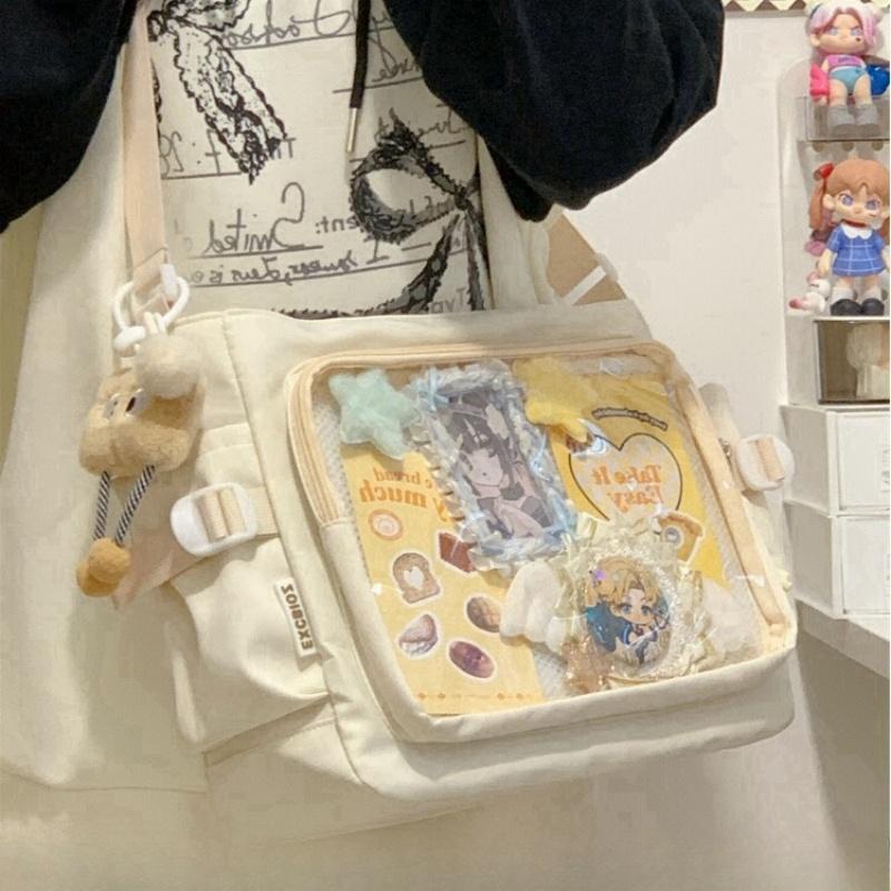 补课包百搭旅游大容量透明吧唧单肩包斜挎娃包痛包邮差包女二次元