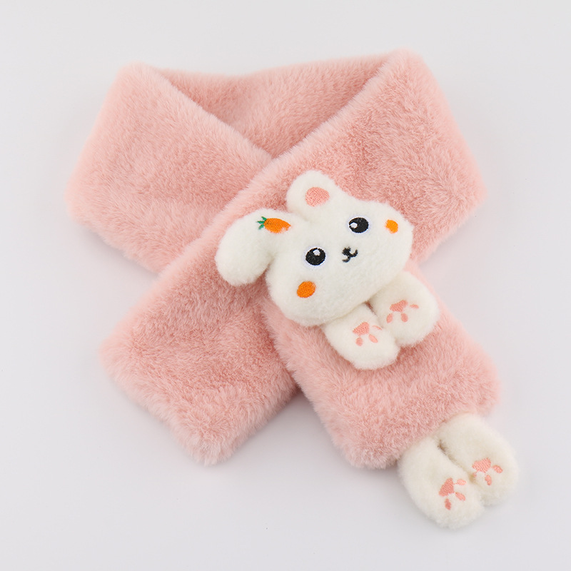 2023新款儿童围巾秋冬季毛绒亲子兔子可爱加厚卡通仿兔毛宝宝围脖