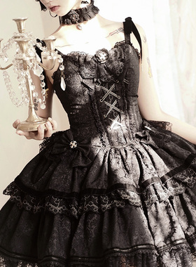 现货荧鲤之森原创设计blacklady暗黑小姐lolita哥特芭蕾jsk洛丽塔