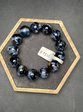 天然水晶彼得石手链暴风牛仔蓝油画地球感意境彼得石手串送礼