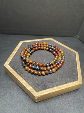 天然水晶炫彩彼得石多圈手链油墨画彼得石珠串珠手串男女彩色