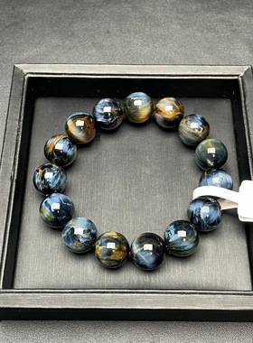 天然水晶彼得石手串手链蓝油画地球感意境收藏级男女款火彩手链