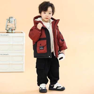 男童宝宝外套加绒加厚棉衣派克服