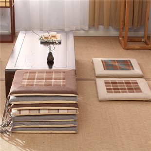 飘窗垫加厚坐垫民族风海绵窗台垫阳台垫子定做亚麻榻榻米可机洗小