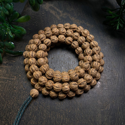 热振百香籽莲花桩【黑武士】原桩脏脏籽圆溜饱满高油密108颗手串