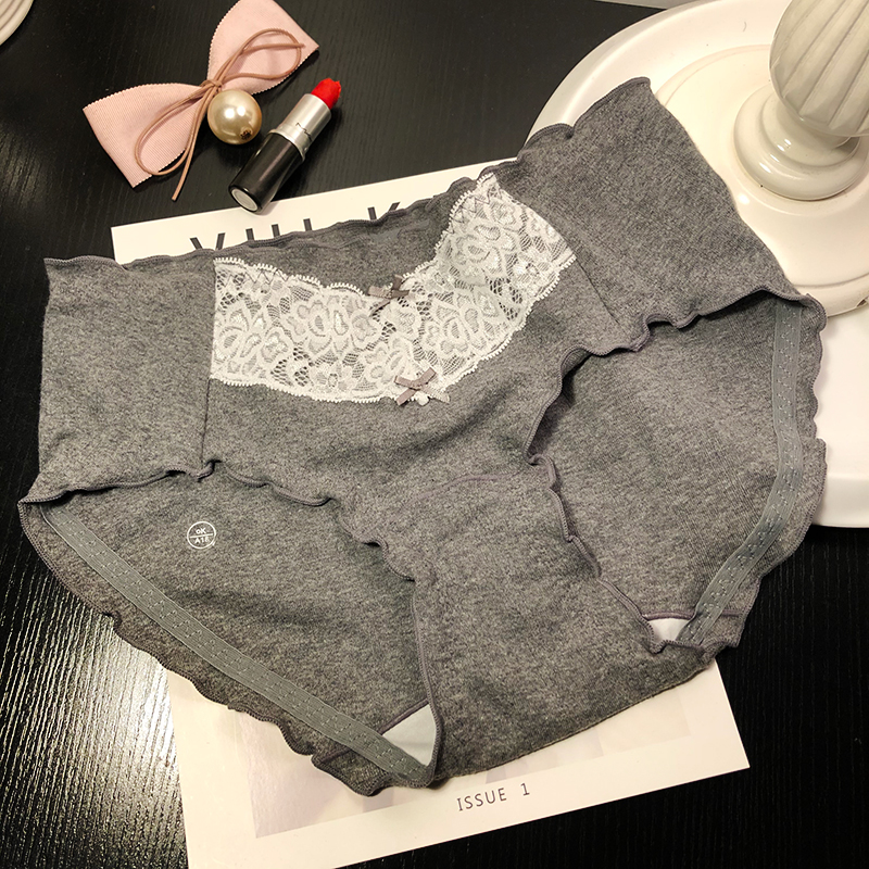 性感棉质舒适内裤少女包臀蕾丝装饰优雅时尚三角裤纯棉内档3送1