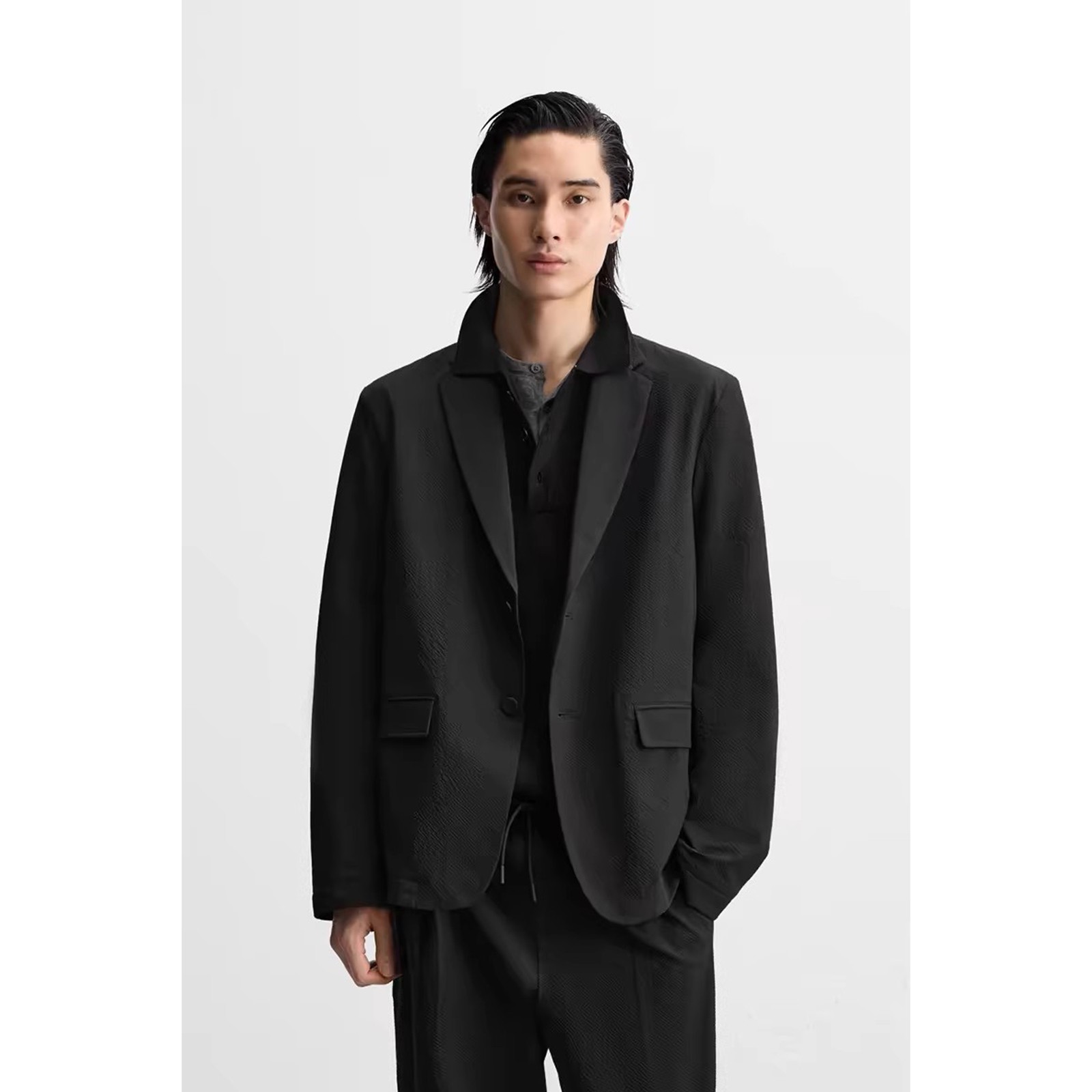 ZA 2025春季新品 男装 泡泡纱宽松凉感休闲西装外套 7380550 800
