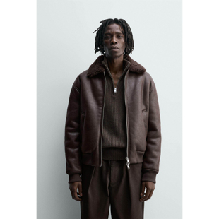 0155160 柜600 宽松双面皮革效果夹克外套 男装 681 折扣季