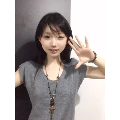圆领正肩短袖t恤女夏2025新款