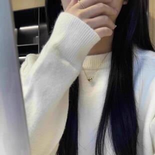 软糯套头毛衣女秋冬2024新款加厚保暖内搭显瘦宽松慵懒白色针织衫