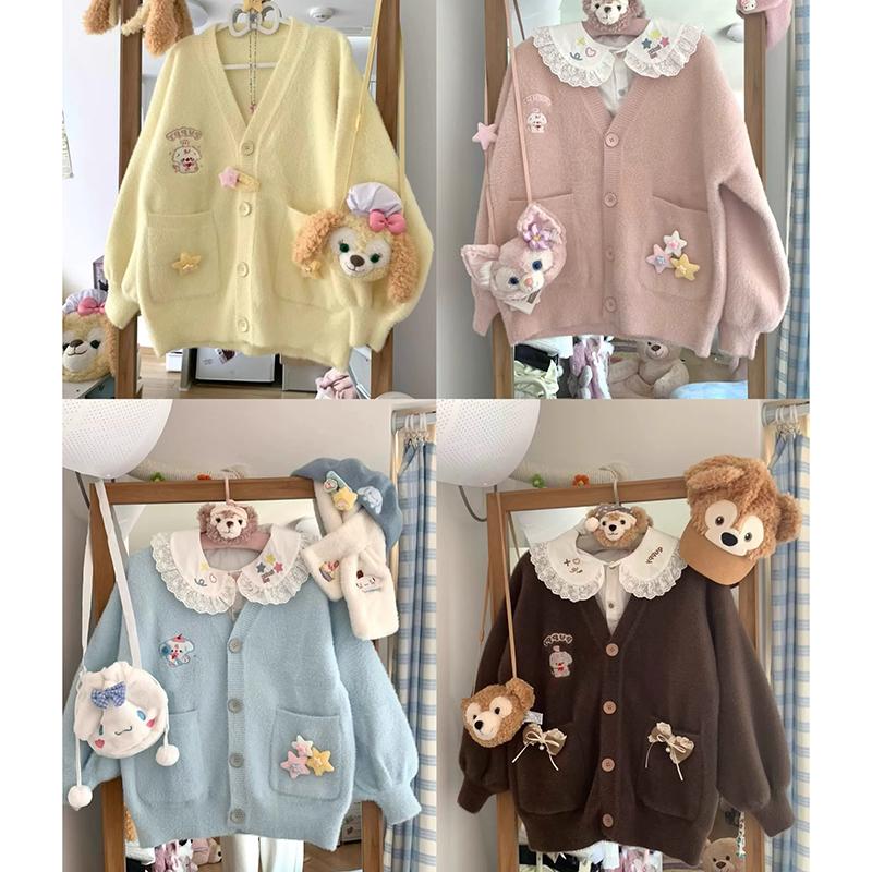 日系学生针织可爱刺绣毛衣开衫甜美外套秋冬小个子软妹针织上衣女