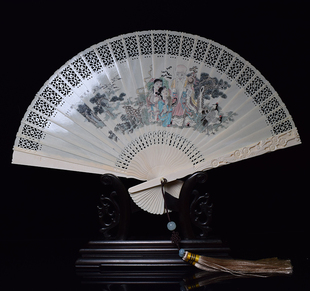 天然猛犸象牙扇子猛犸象牙摆件猛犸象牙折扇摆件猛犸制品牙雕冰料