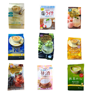 日本日东奶茶皇家红茶海盐荔枝青提草莓白桃汁抹茶味办公室速溶