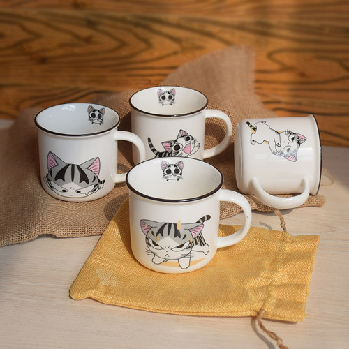 创意卡通马克杯家用陶瓷水杯情侣可爱牛奶咖啡杯办公室饮水杯子