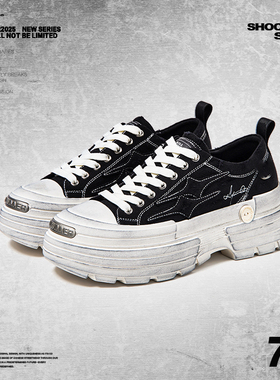 【穆祉丞同款】KILLWINNER 破洞厚底板鞋 增高7CM 男女同款