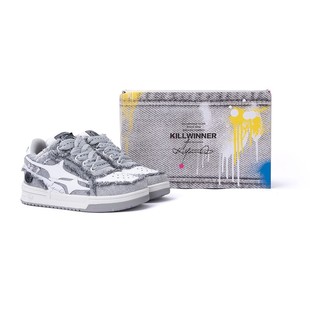 KILLWINNER Noah's ark 牛仔破碎流星 潮牌低帮板鞋子 灰色