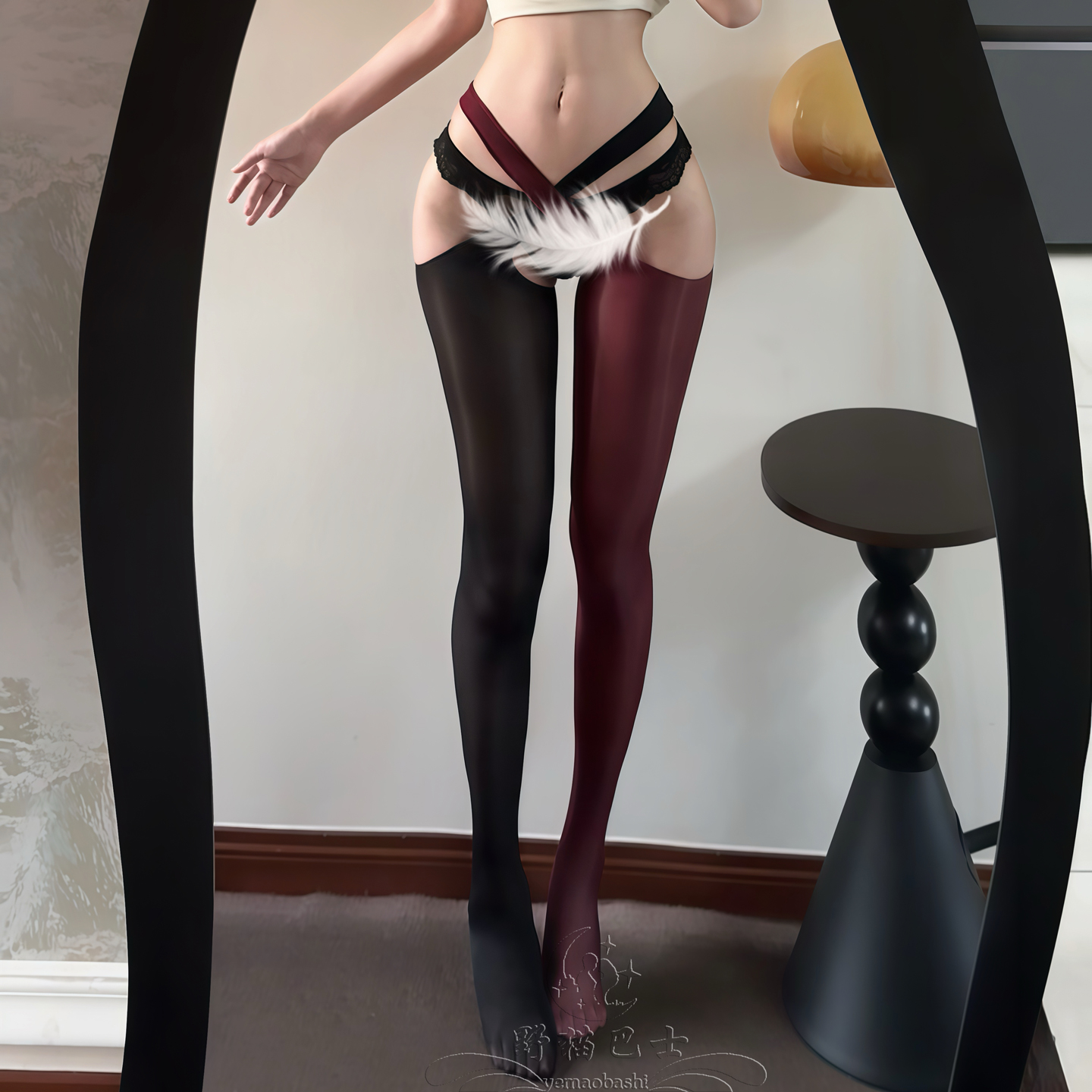 性感交叉可替换分腿油亮连裤丝袜