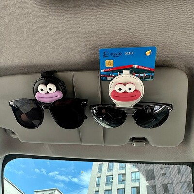 车载眼镜夹汽车遮阳板收纳神器多功能创意卡片票据夹子卡通太阳镜