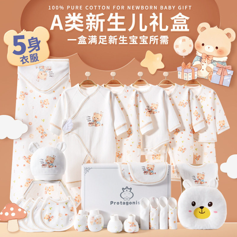 全棉礼物衣服春季新品纯棉套装宝宝见面礼初生儿柔软新生儿礼物
