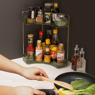 双庆家居双层角落架厨房收纳卫浴角落二层置物架3402